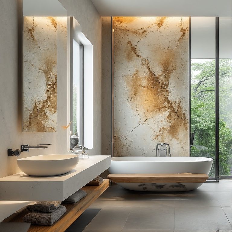 bathrooms with gray walls.