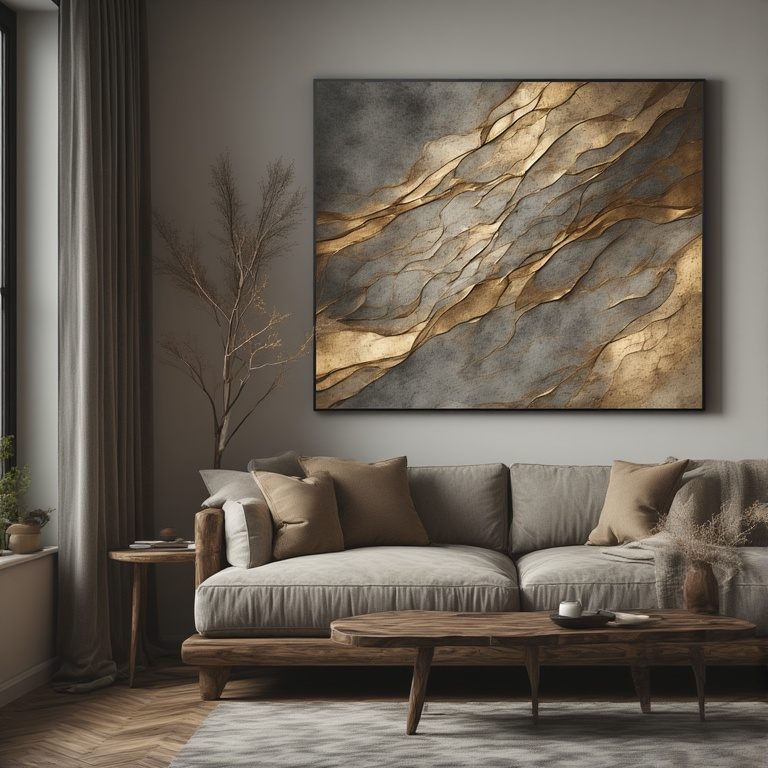 Large Wall Art for Living Room with Gold Accents
