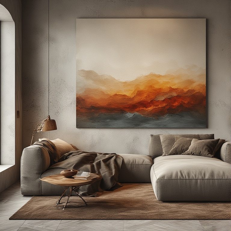 Large Modern Wall Art Above the Sofa