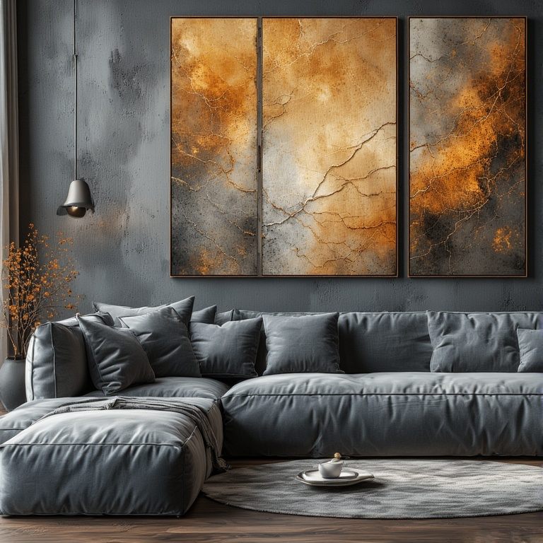 Modern Wall Art with Metallic Texture