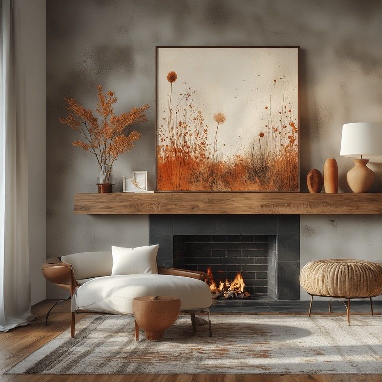 Trendy Geometric Wall Paint Accent Combined With Modern Wall Art