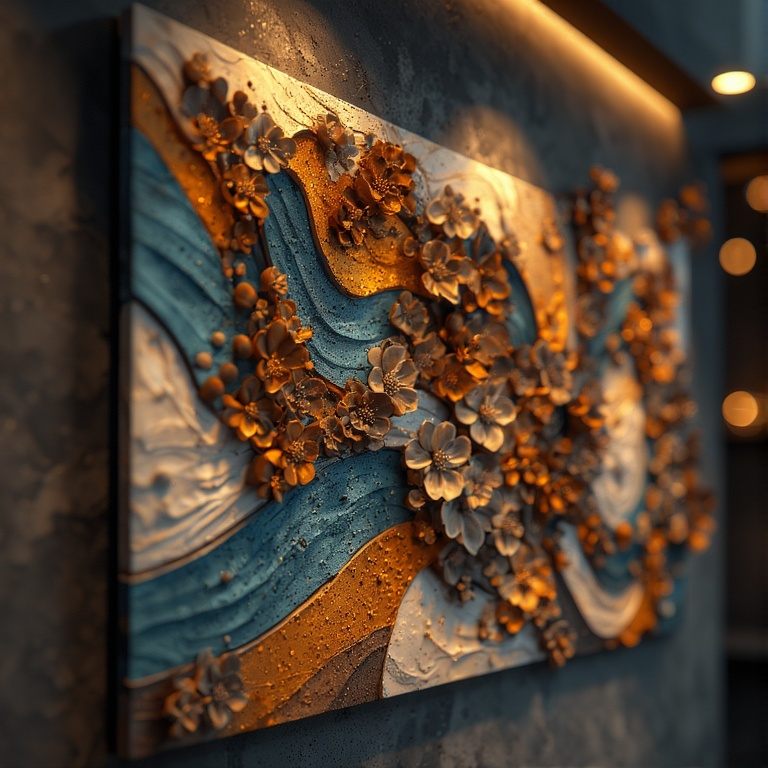 Modern 3D Wall Decor with Layered Wooden Blocks