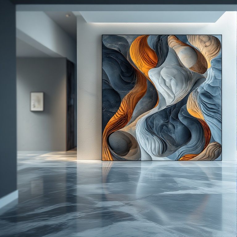 Large Modern Wall Art With Acrylic or Resin Pour Texture